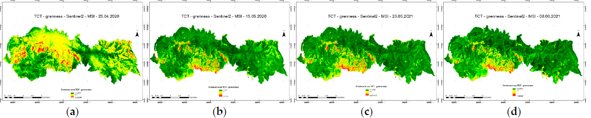 Figure 1: Maps of NDVI values
